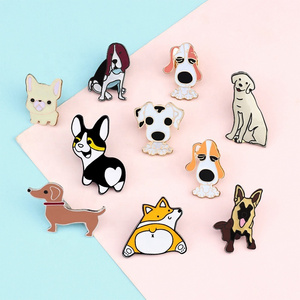 Cartoon Dog Collection Brooch Corgi Bulldog Pet Lapel Jacket Sweater Enamel badge emblem pin with Baking