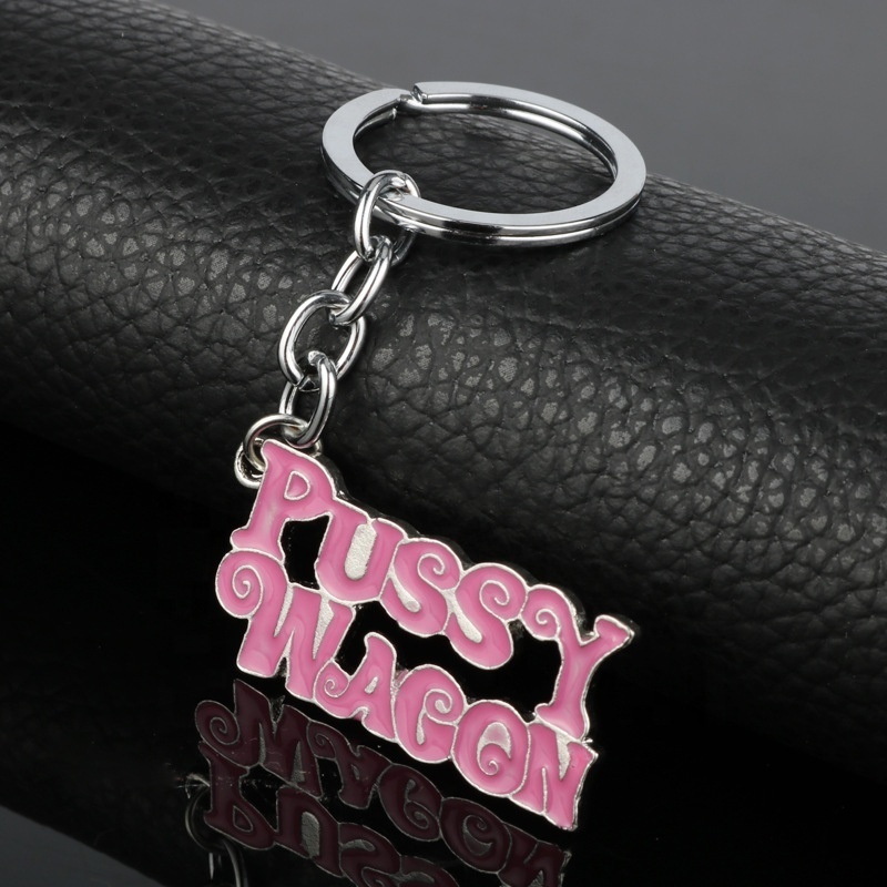 Custom Pink Letter Zinc Alloy Keychain Metal Soft Enamel Nickel Plated Keychain