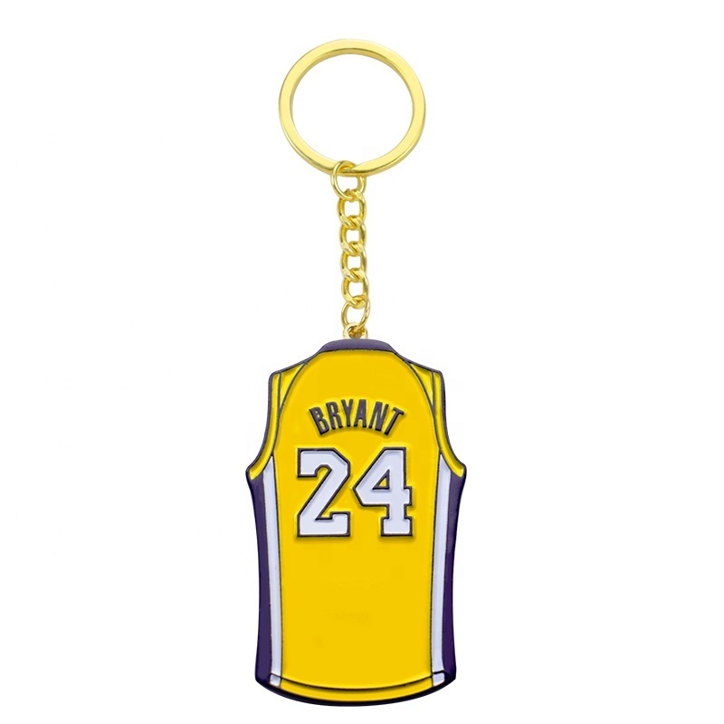 Zinc alloy Soft enamel Kobe Bryant metal charm keychain