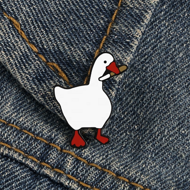 Creative cartoon goose brooch cute big white goose dagger backpack enamel badge emblem pin