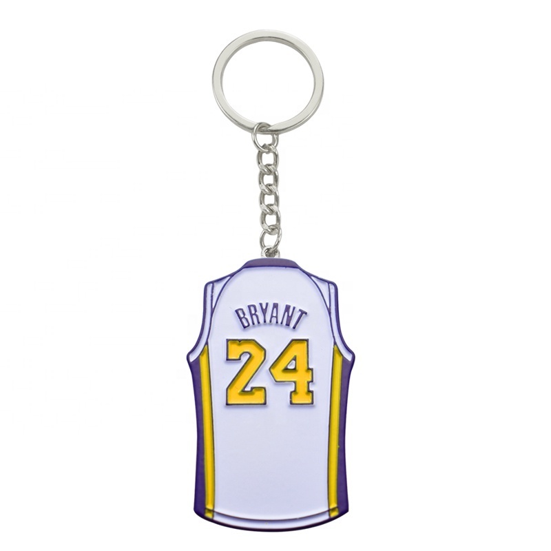 Zinc alloy Soft enamel Kobe Bryant metal charm keychain