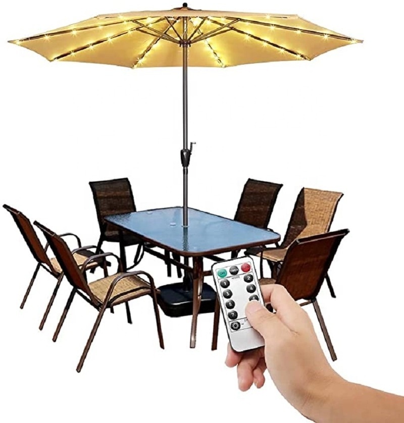 LED Umbrella Cordless Outdoor String Light Remote Control 8 Mode Battery  Operated Waterproof for Patio Backyard  Garden Decor