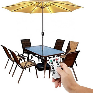 LED Umbrella Cordless Outdoor String Light Remote Control 8 Mode Battery  Operated Waterproof for Patio Backyard  Garden Decor