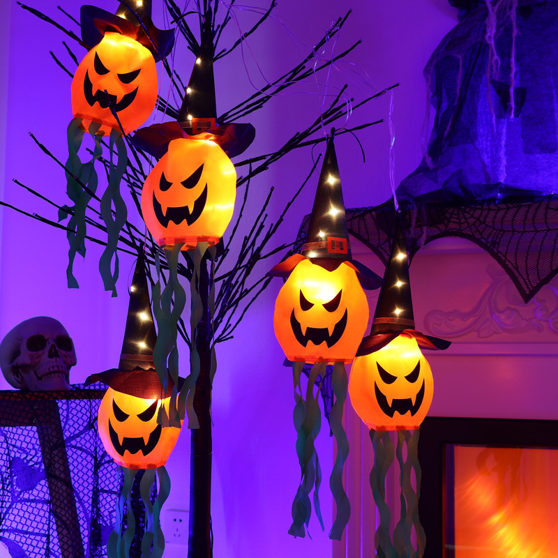 Halloween Ghost Hanging Lights String Hanging Pumpkin Ghost Decorative Light Battery Operated Halloween Decorations