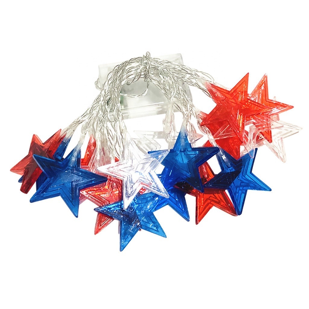 American Flag String Light Super Bright LEDs Star  Light for Independence Day July 4th Yard Garden Patio Yard Holiday Decoration