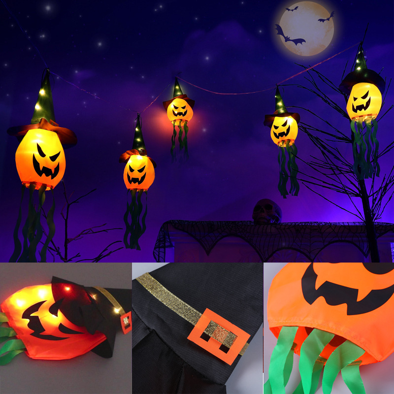 Halloween Ghost Hanging Lights String Hanging Pumpkin Ghost Decorative Light Battery Operated Halloween Decorations