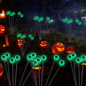 Solar Swaying Halloween Eyeball Pathway Lights  2 Modes Waterproof Outdoor Halloween Stake Lights for Garden Yard Porch Patio