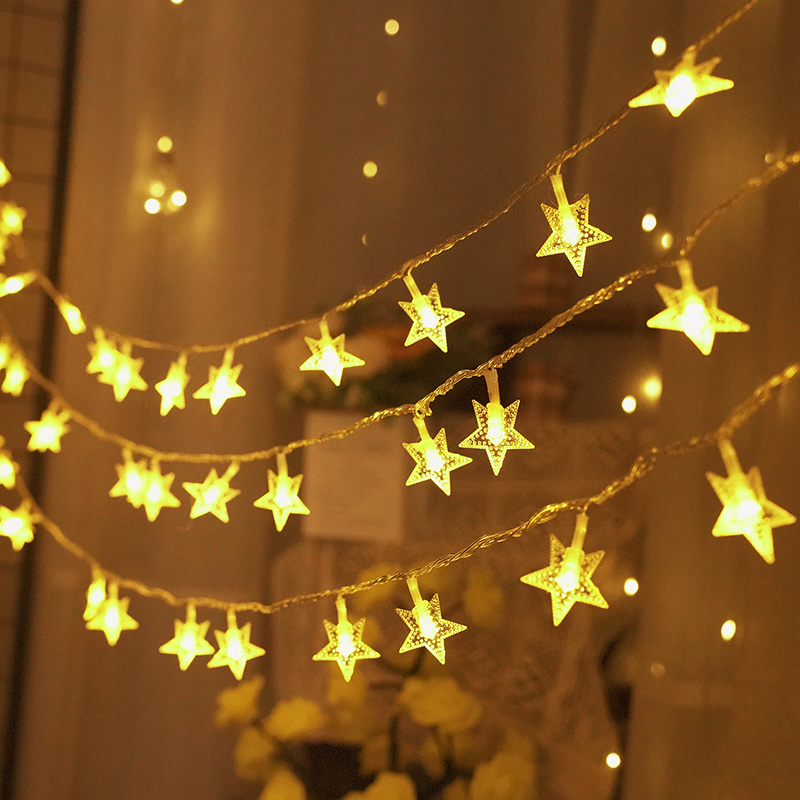 Outdoor Christmas Lights Star Shaped Led String Light Wedding Room Decoration Holiday Light 3m 20led Battery Box