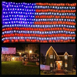 American Flag Net Light Super Bright LEDs Net Light for Independence Day July 4th, Yard, Garden Patio Yard Holiday Decoration