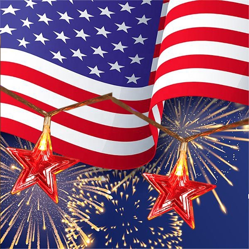 American Flag String Light Super Bright LEDs Star  Light for Independence Day July 4th Yard Garden Patio Yard Holiday Decoration