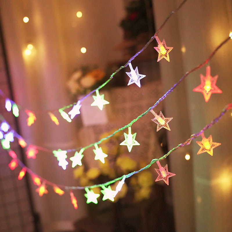 Outdoor Christmas Lights Star Shaped Led String Light Wedding Room Decoration Holiday Light 3m 20led Battery Box