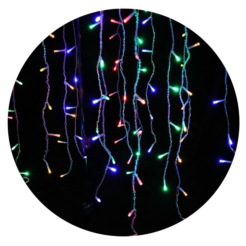 Led Icicle Christmas String Lights  8 Lighting Modes with Timer Icicle Lights for Roof Home Garden Outdoor Indoor Eave