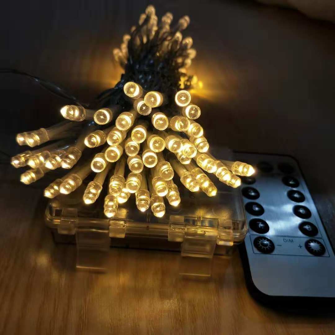 LED remote control battery string lights outdoor waterproof Christmas tree 8 function waterproof battery box string lights