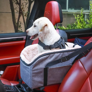 Dog Car Seat Center Console Seat Pet Booster Car Seat For Small Dogs (Brown+Pink)