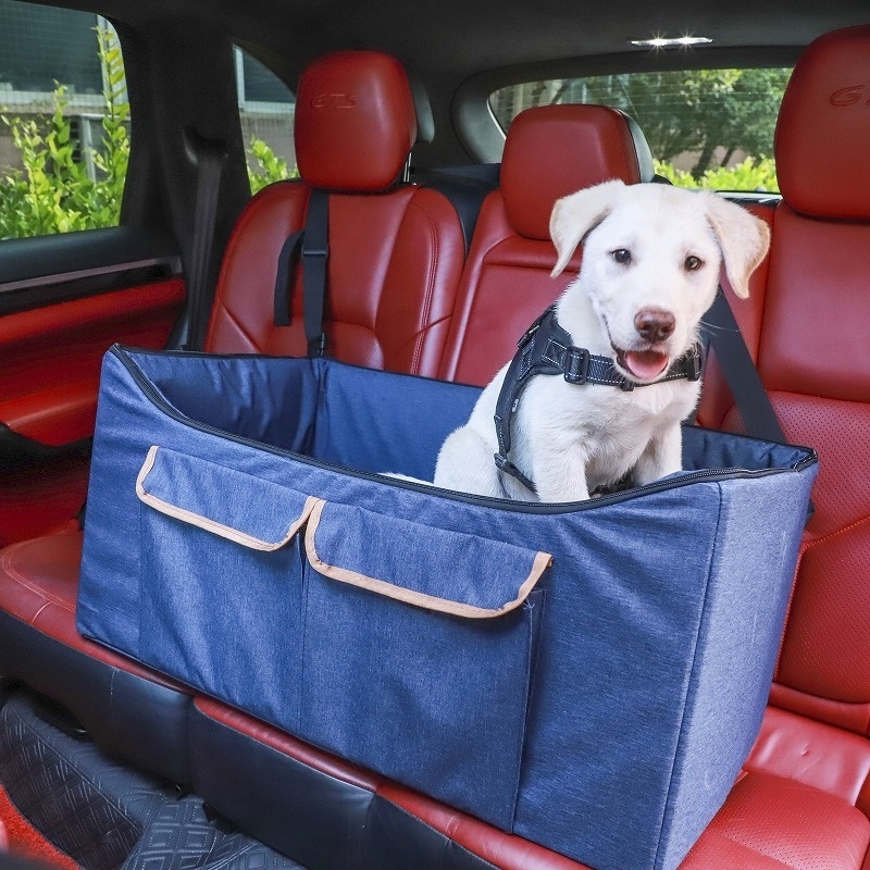 Durable Pet Car Booster Seat Dog Front Protector Car Seat with Zipper Storage Pocket Suitable for Small Medium Pets