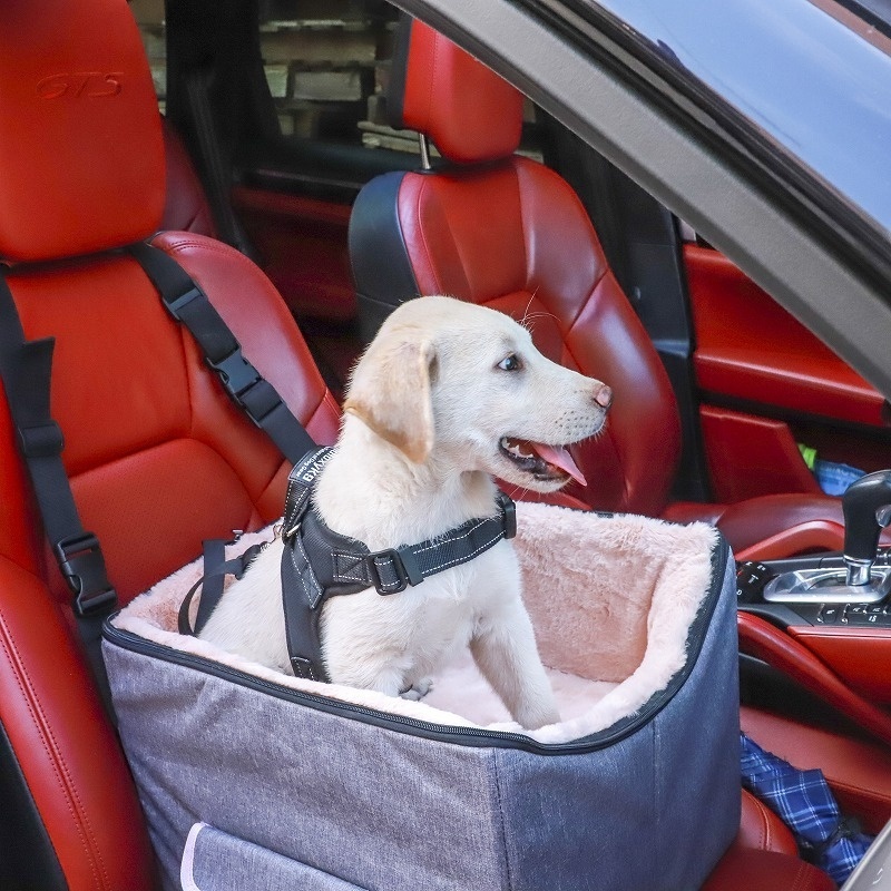 Durable Pet Car Booster Seat Dog Front Protector Car Seat with Zipper Storage Pocket Suitable for Small Medium Pets