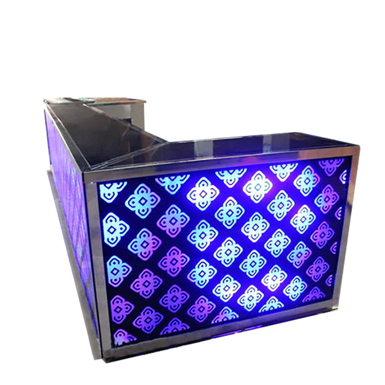 Modern stainless steel nightclub led lighting bar counter