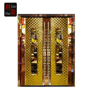 Linhao Stainless steel frame glass ktv hotel door/ stainless steel door price design