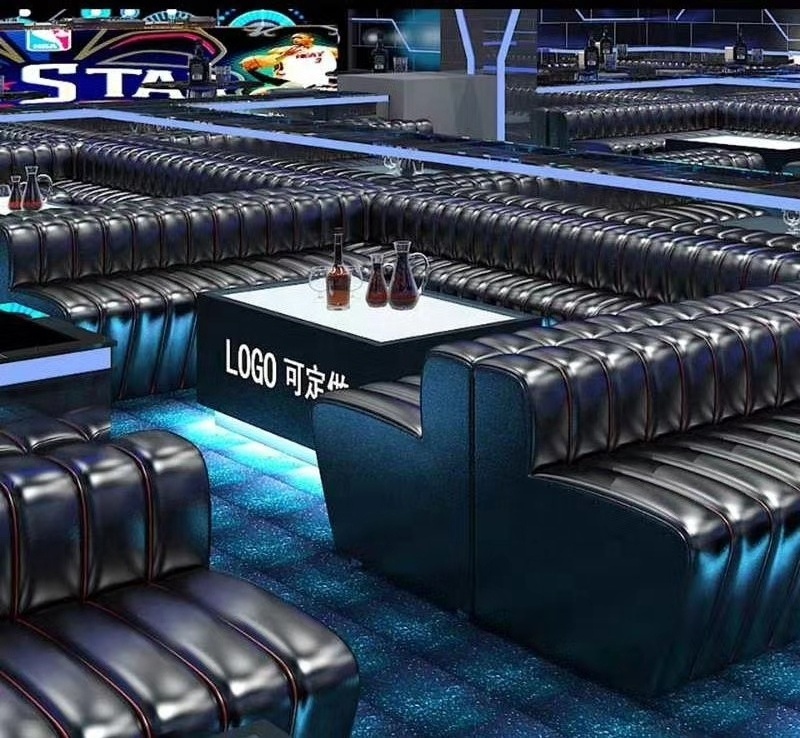 Bar Lounge Restaurant Round Corner Cafe Bege Leather Booth Seating Design