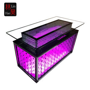 Pink purple color cocktail pub light up night club glow led bar table nightclub tables and chairs