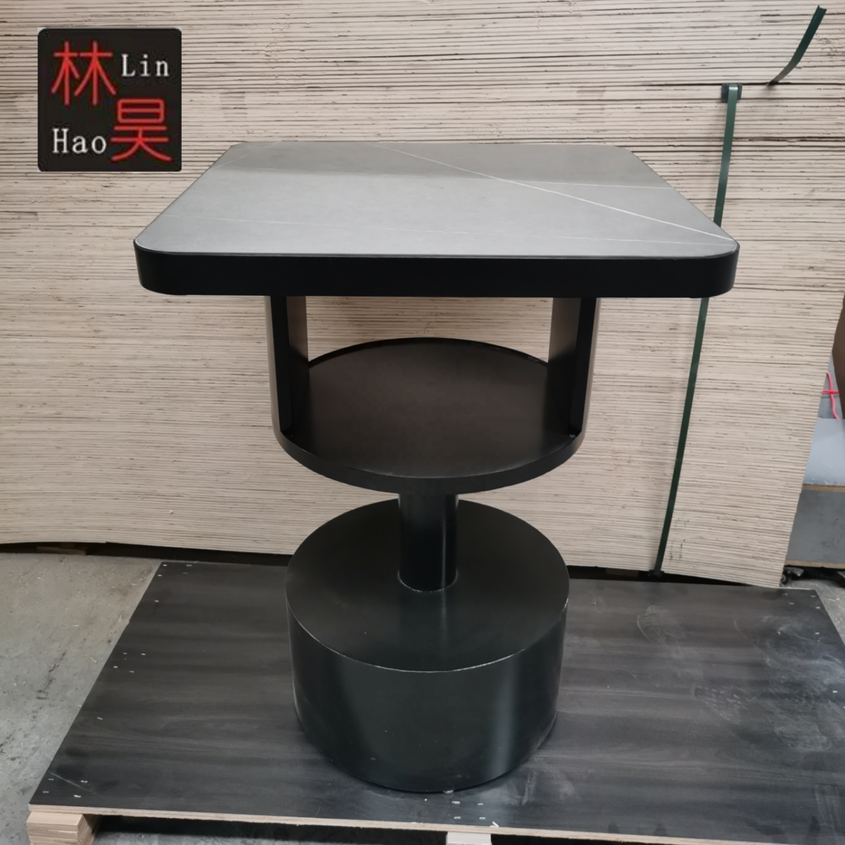 Black heavy metal iron high standing bar table for bar and club