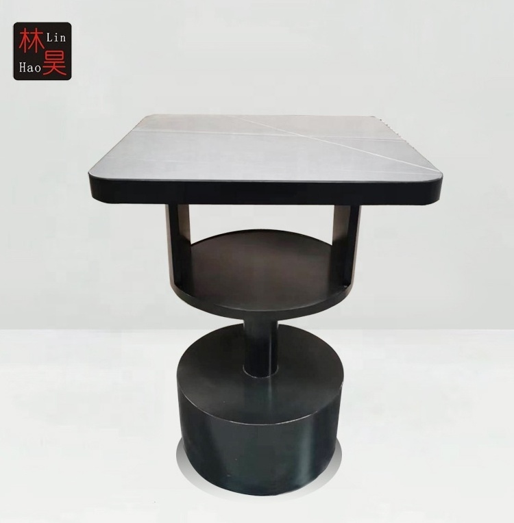 Black heavy metal iron high standing bar table for bar and club