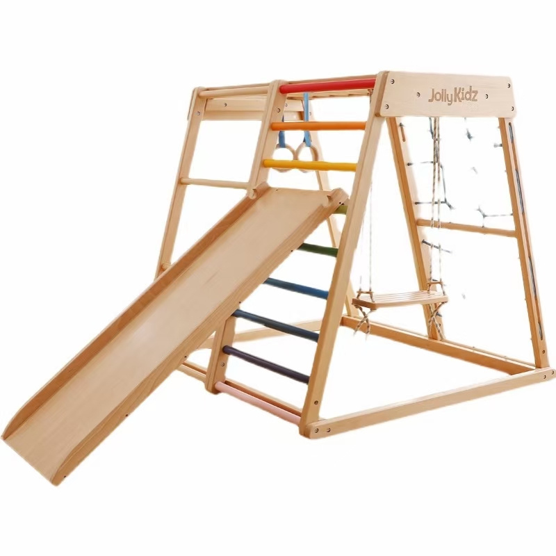 Children new style indoor playground baby toys kids wooden kids indoor slide swing Children's Foldable triangle climbing frame