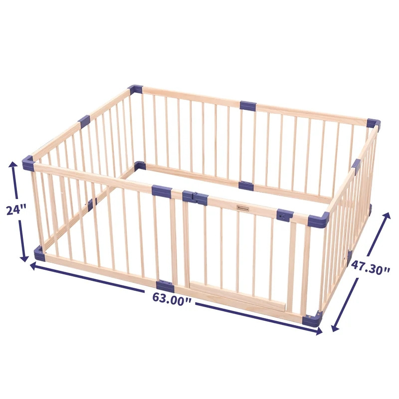 Manufacturer Wholesale  Kids Wooden Playpen Baby Safety Play Center Fence Wood Square Playpen For Baby With Gate