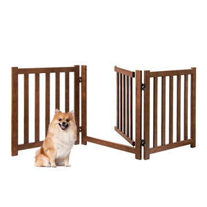 Indoor House Gate Safety Fence Solid Oak Wood Wooden Pet Gate with Door Walk Through