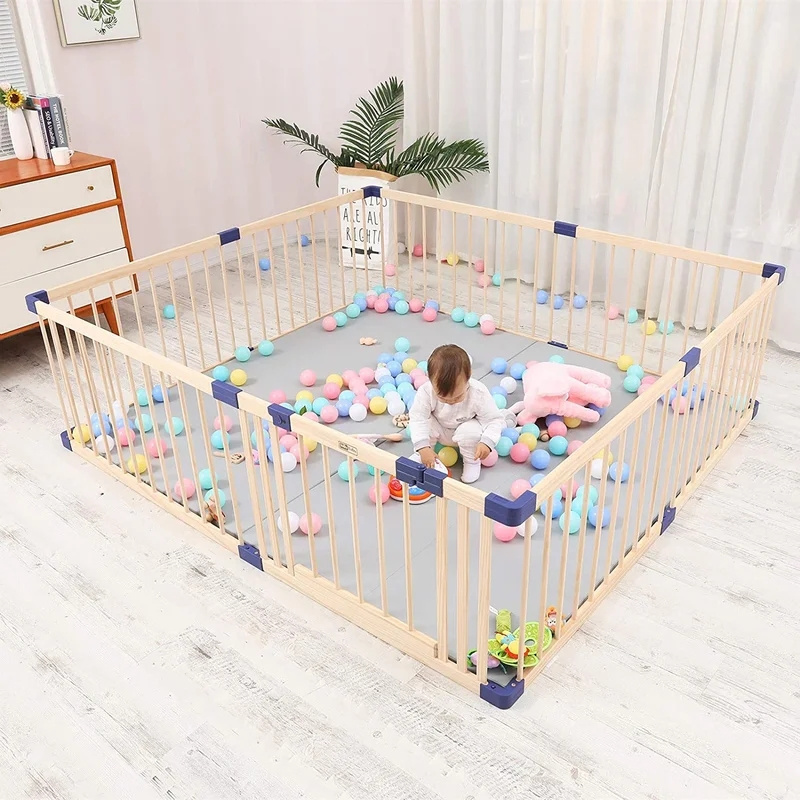 Factory Price Folding Wooden Playpen Baby Safety Fence Wood Baby for Kids' Playpen