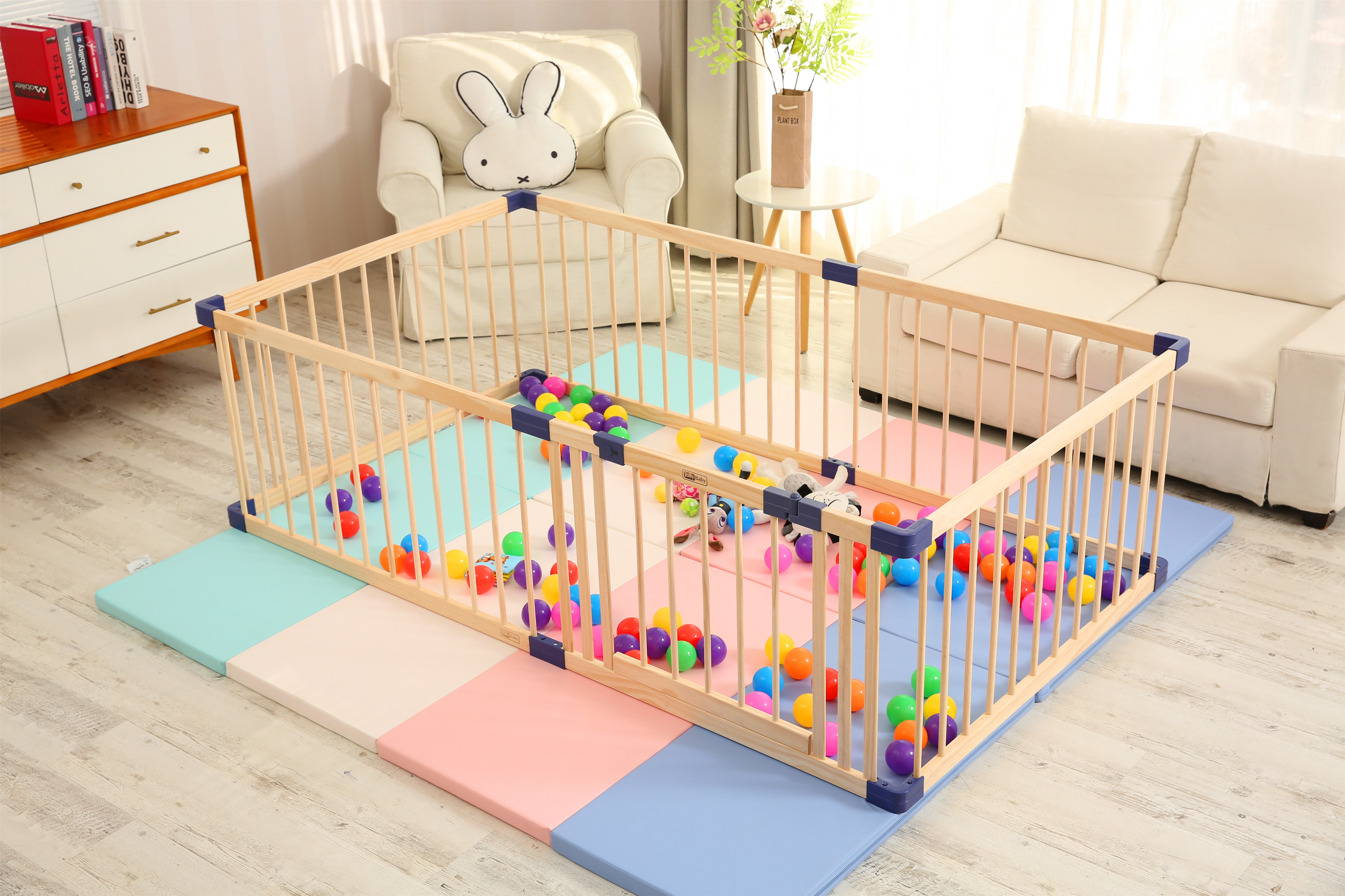 Portable Baby Playpen Environmental Safe Baby Play Fence 8 Panels Wooden Playpen