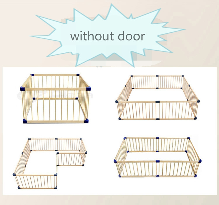 Kids Wooden Playpen Baby Safety Play Center Fence Wood Square Playpen For Baby Play pen With Gate