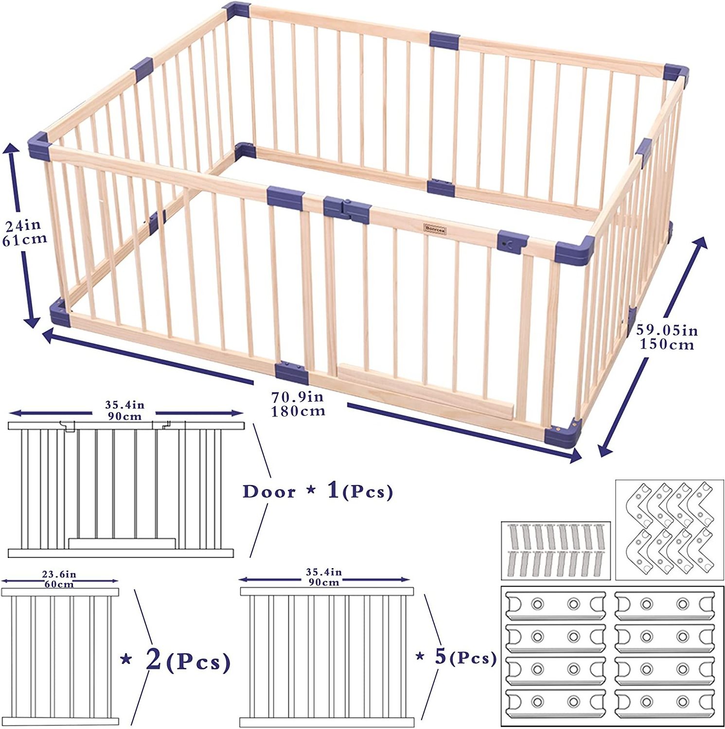 Linhao Custom Baby Playpen Wood Square Baby Fence Kids Crawling Guardrail children playground Wooden Playpen