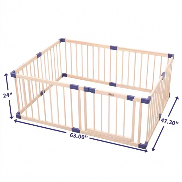 Chinese manufacturer wholesale children's wooden playpen baby safe play center wooden square fence with door for babies