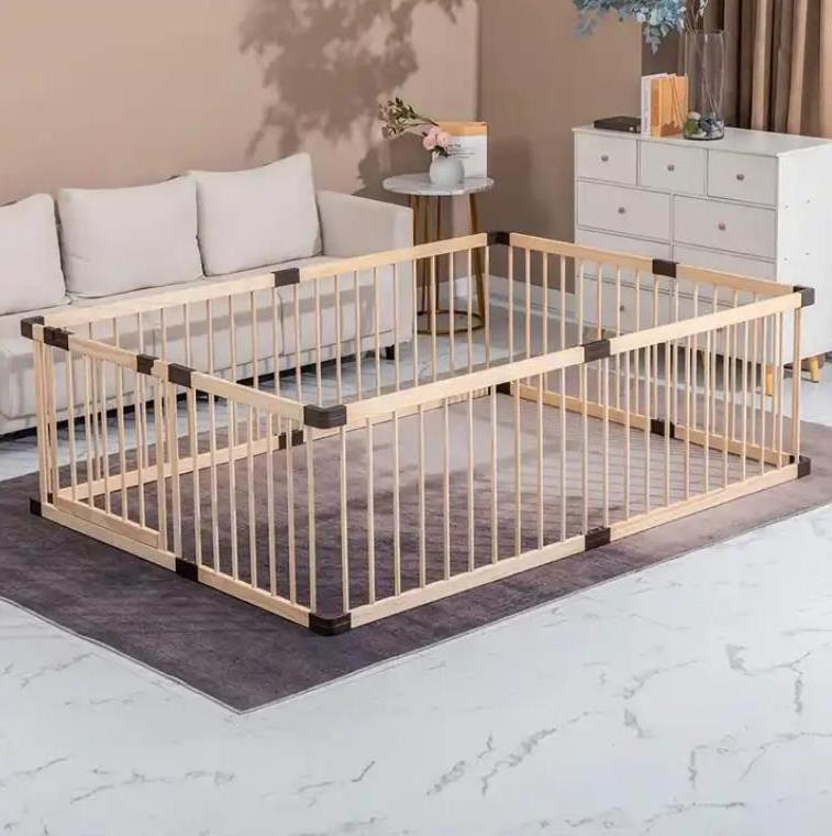 Child Room Divider Multi-Sided Baby Children Kid Wooden Playpen fence With Gate