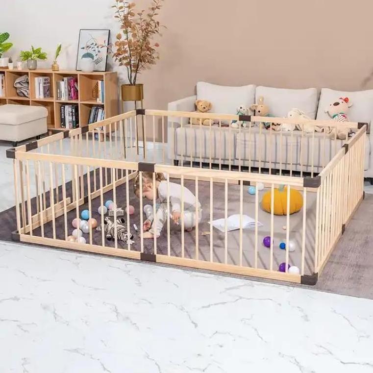 Child Room Divider Multi-Sided Baby Children Kid Wooden Playpen fence With Gate