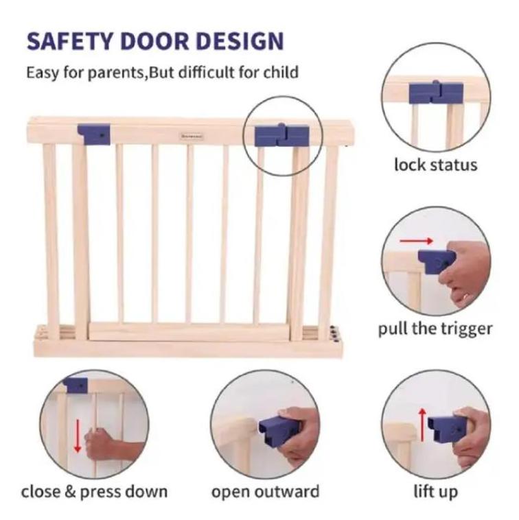 Child Room Divider Multi-Sided Baby Children Kid Wooden Playpen fence With Gate