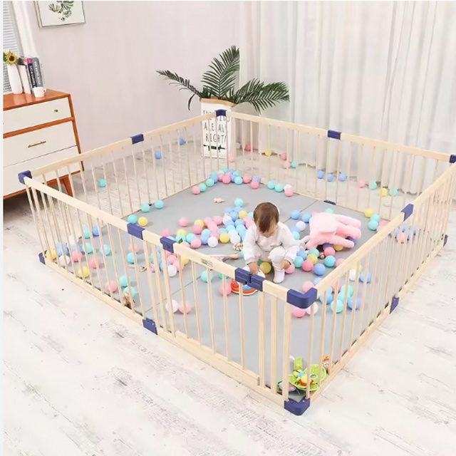 Chinese manufacturer wholesale children's wooden playpen baby safe play center wooden square fence with door for babies