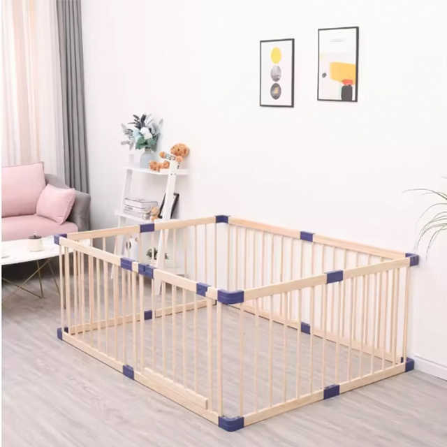 Wooden playpen Indoor, square children's playground fence Baby safe wooden fence play fence