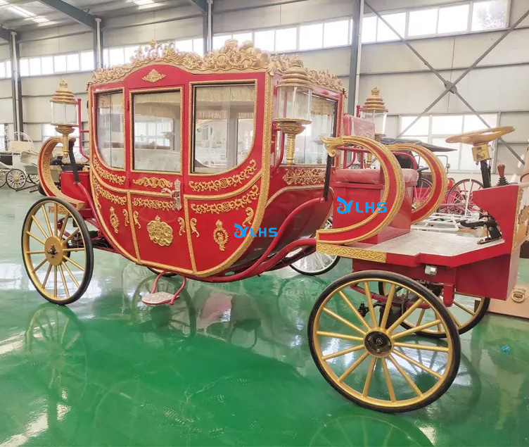 American model sightseeing horse cart christmas sightseeing electric cart amusement park ride royal horse carriage wagon on sale