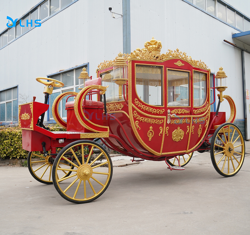 American model sightseeing horse cart christmas sightseeing electric cart amusement park ride royal horse carriage wagon on sale