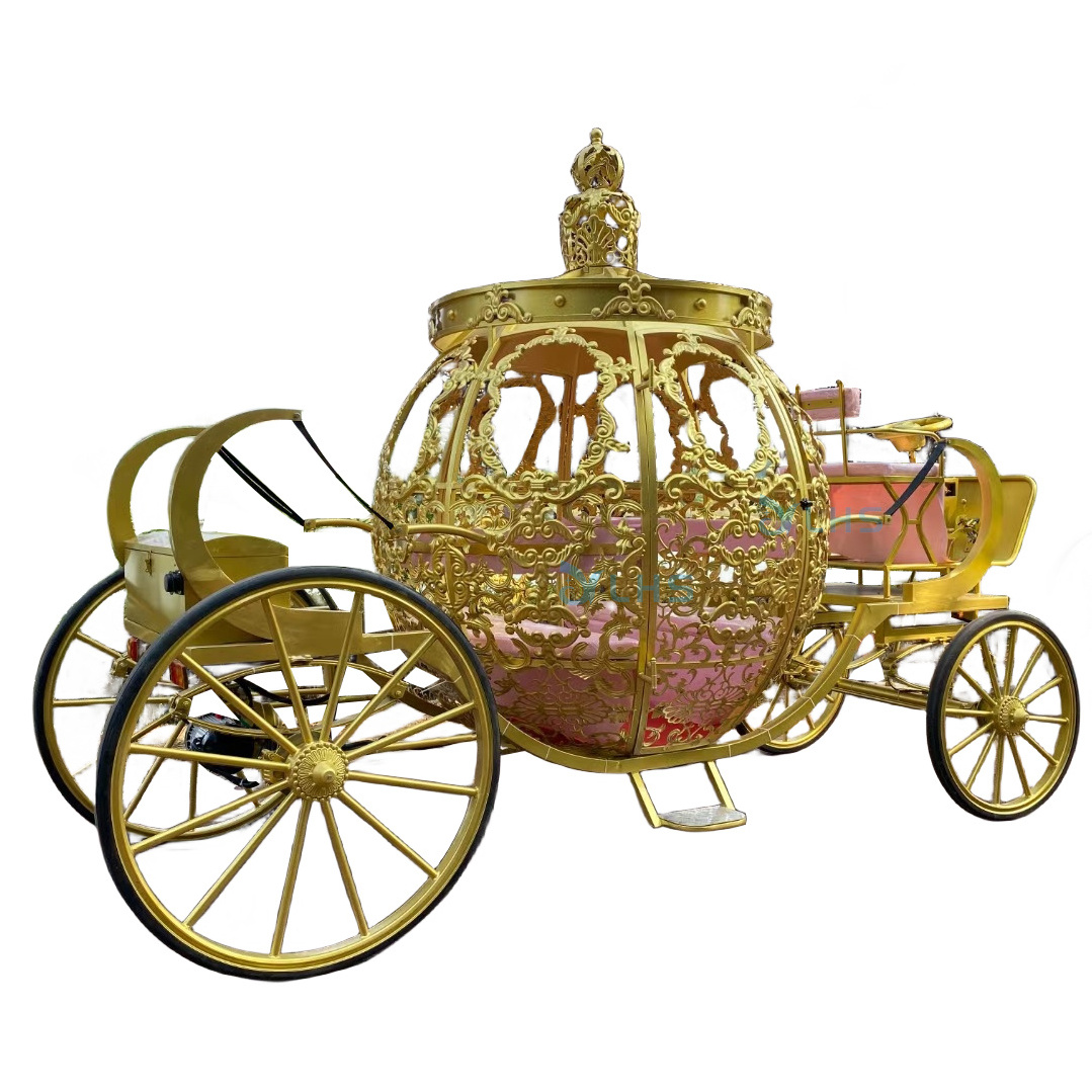 Gold electric wedding pumpkin carriage wholesale price Cinderella wedding carriage Cinderella pumpkin horse carriage for sale