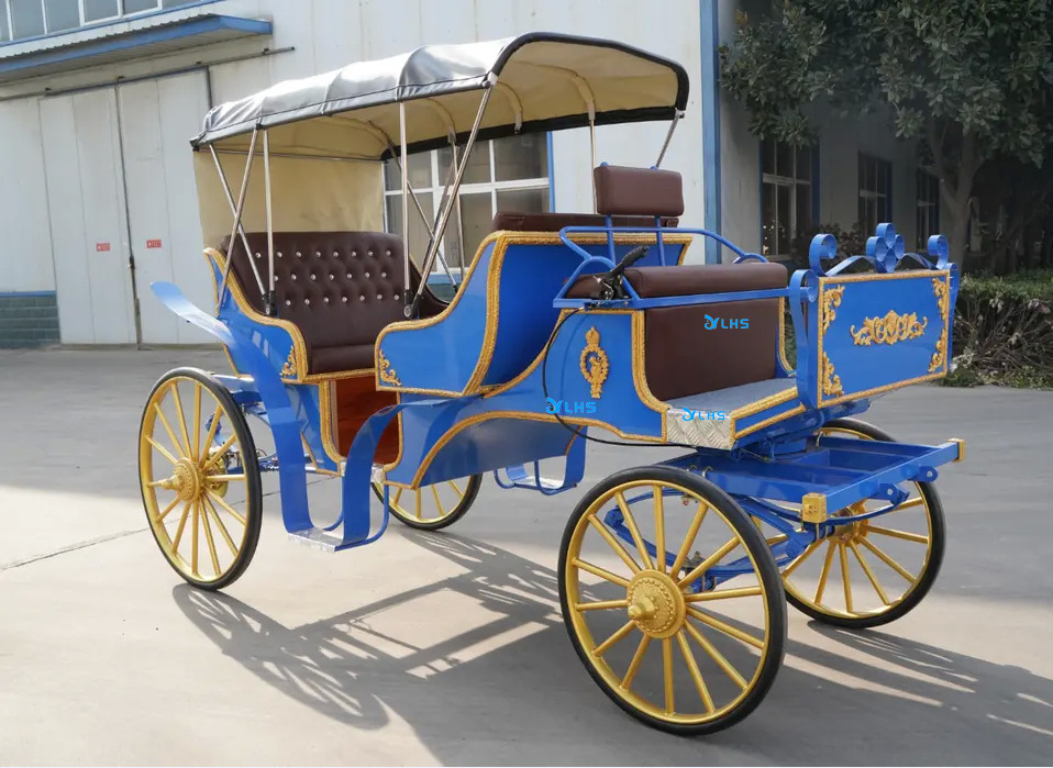 Tour exhibition sightseeing horse car marathon cinderella horse wagon electric sightseeing horse carriage with big wheels