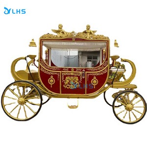 Luxury four wheels royal wedding horse carriage pumpkin princess horse cart sightseeing ride on car