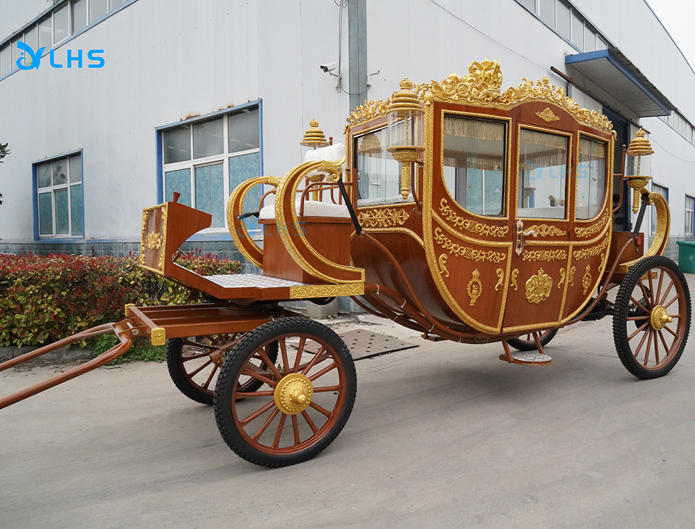 Used electric tourist shuttle horse cart buggy British-style victorian wedding horse carriage marathon carriage