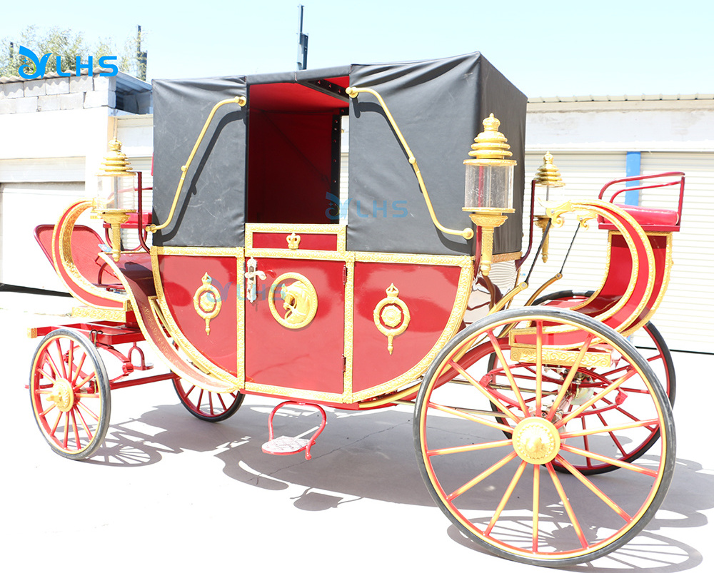 Hot sale 4 Wheels Electric Royal Horse Cart Luxury Wedding Royal Horse Carriage Sightseeing Carriage Trailer for sale