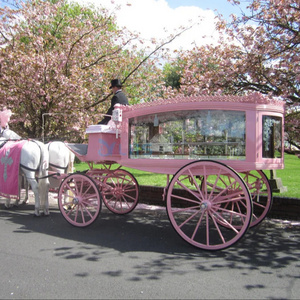 Pink classic funeral supply custom-made horse hearse high-quality European style hearse and carriage for sale