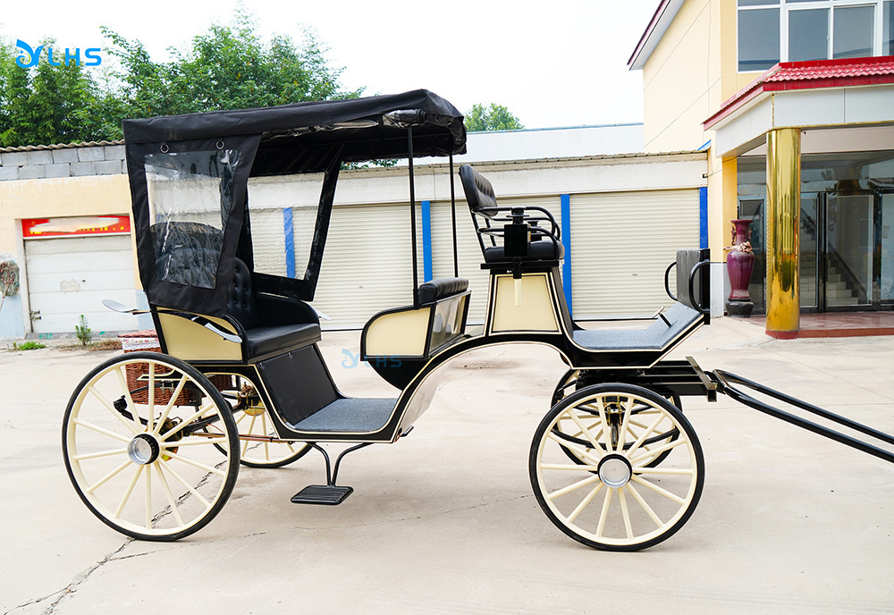 New Arrival Luxury Sightseeing Tourist Horse Carriage Marathon Horse Carriage Wagon 4 Wheels Royal  Horse Cart for sale