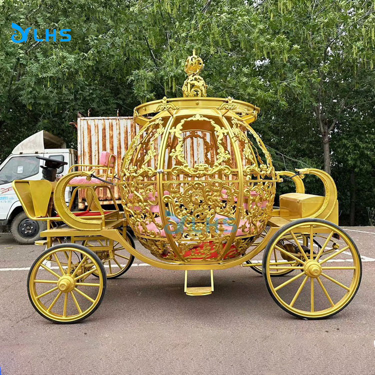 Gold electric wedding pumpkin carriage wholesale price Cinderella wedding carriage Cinderella pumpkin horse carriage for sale