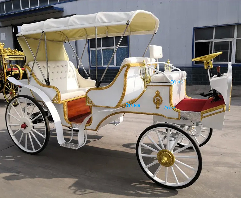 Tour exhibition sightseeing horse car marathon cinderella horse wagon electric sightseeing horse carriage with big wheels